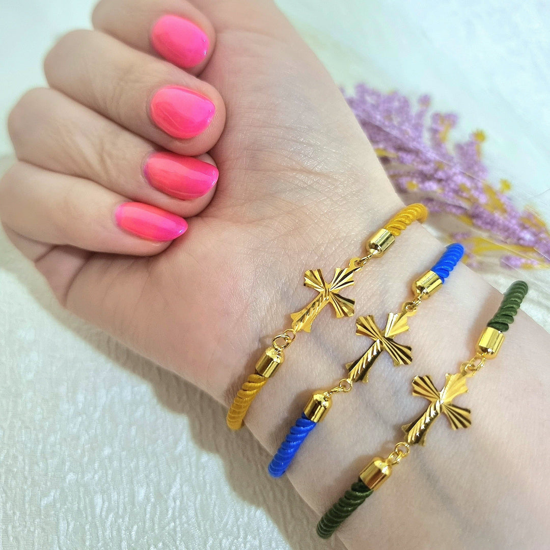 18K Real Gold Thread Cross Bracelet