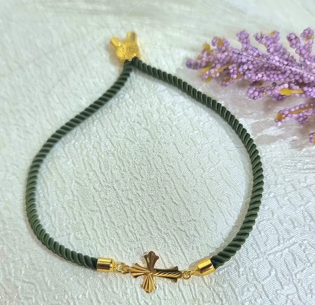 18K Real Gold Thread Cross Bracelet