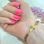 Load image into Gallery viewer, 18K Real Gold Thread Cross Bracelet
