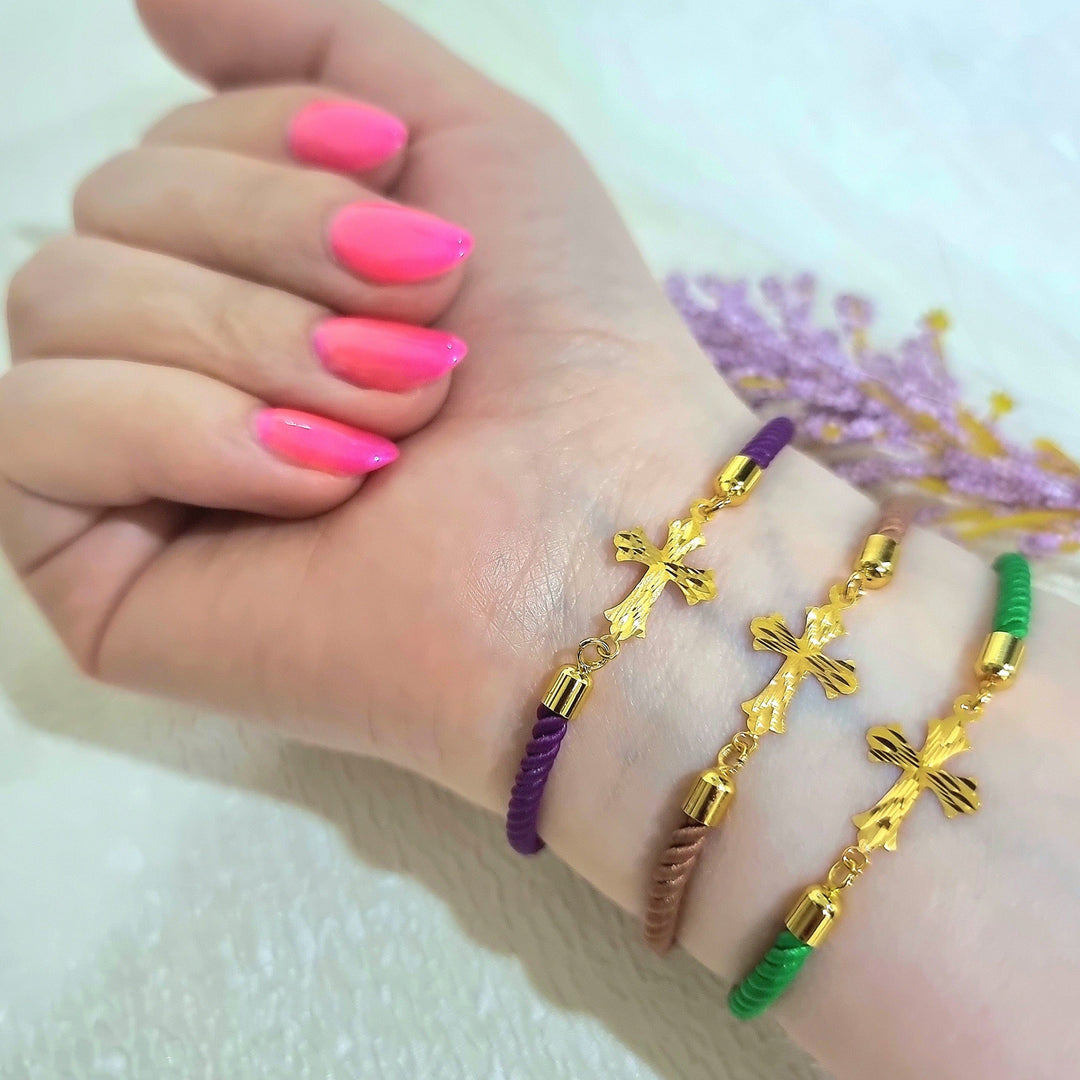 18K Real Gold Thread Cross Bracelet