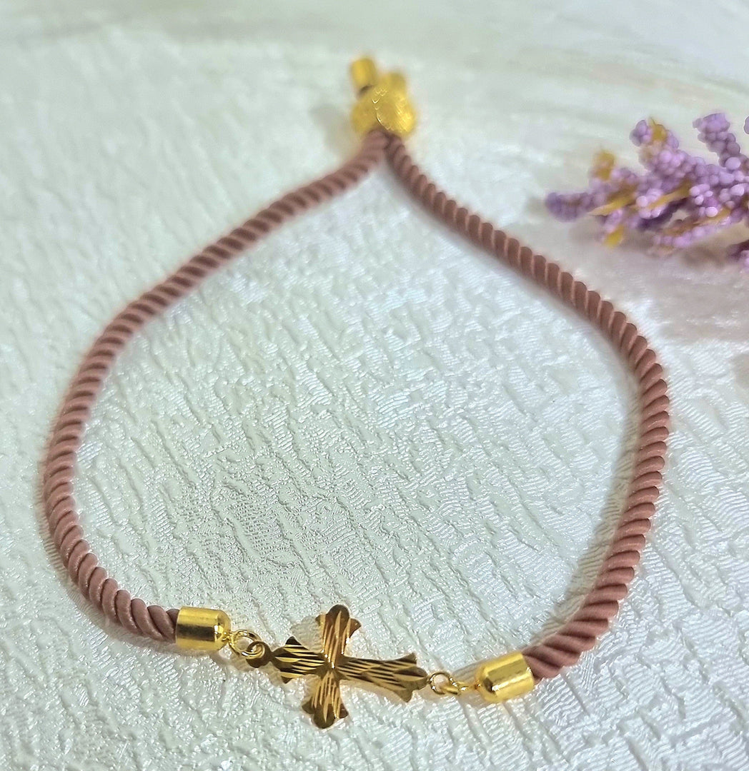 18K Real Gold Thread Cross Bracelet