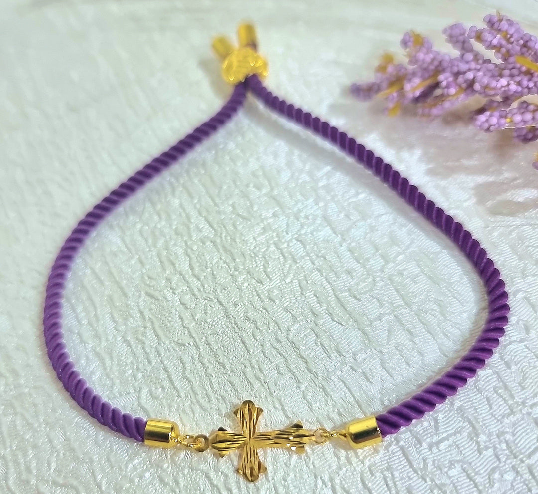 18K Real Gold Thread Cross Bracelet