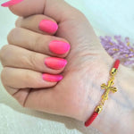 Load image into Gallery viewer, 18K Real Gold Thread Cross Bracelet
