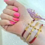 Load image into Gallery viewer, 18K Real Gold Thread Cross Bracelet
