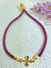 18K Real Gold Thread Cross Bracelet