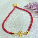Load image into Gallery viewer, 18K Real Gold Thread Cross Bracelet
