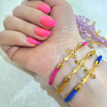 Load image into Gallery viewer, 18K Real Gold Thread Cross Bracelet
