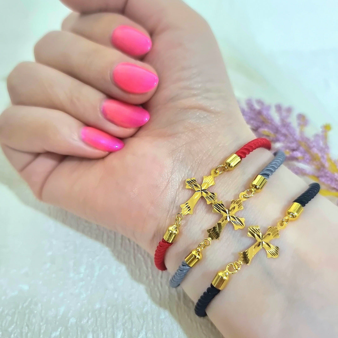 18K Real Gold Thread Cross Bracelet