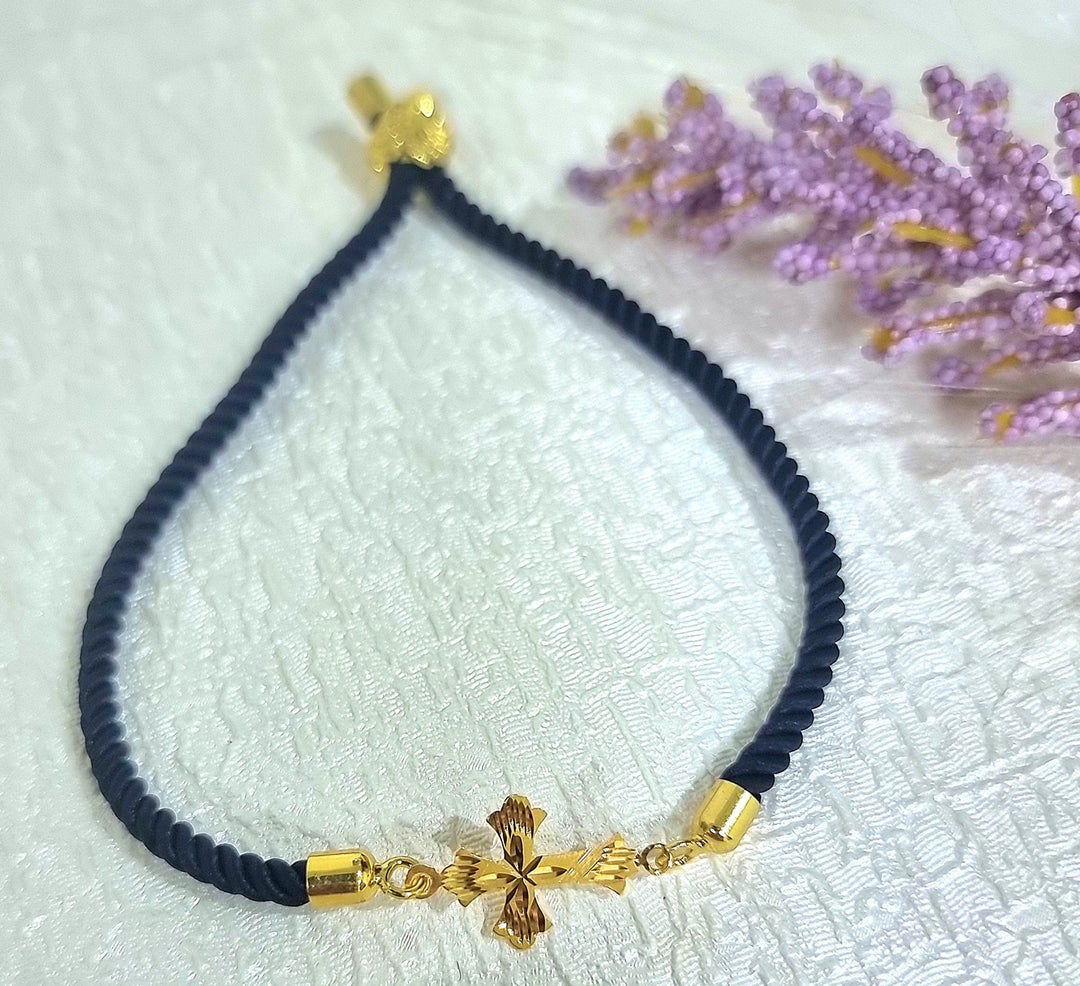 18K Real Gold Thread Cross Bracelet