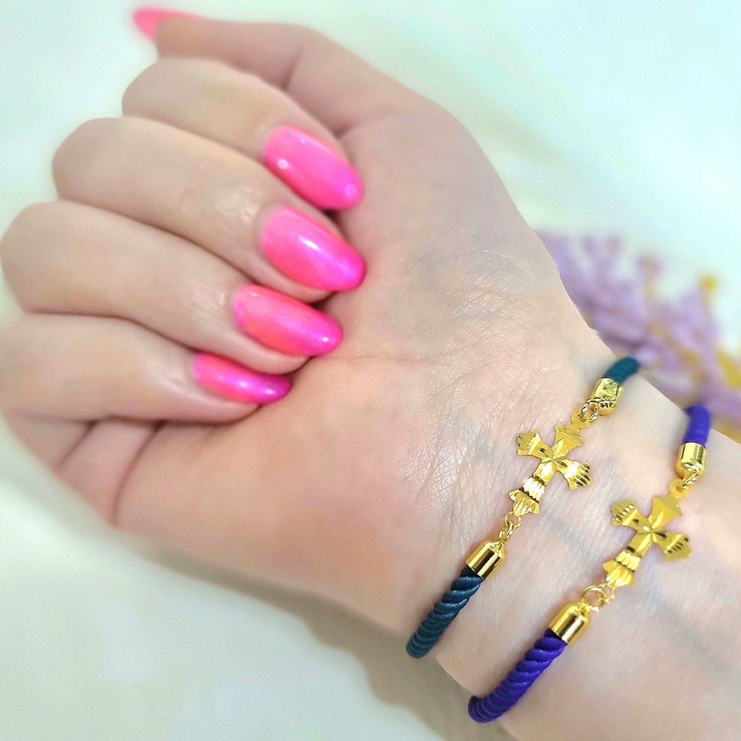 18K Real Gold Thread Cross Bracelet