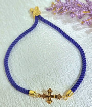 18K Real Gold Thread Cross Bracelet