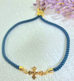 Load image into Gallery viewer, 18K Real Gold Thread Cross Bracelet
