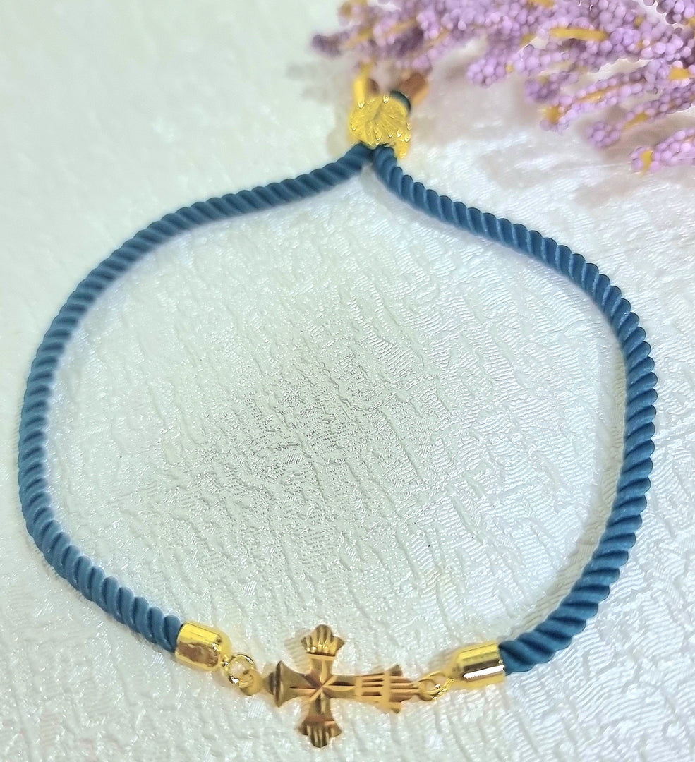 18K Real Gold Thread Cross Bracelet
