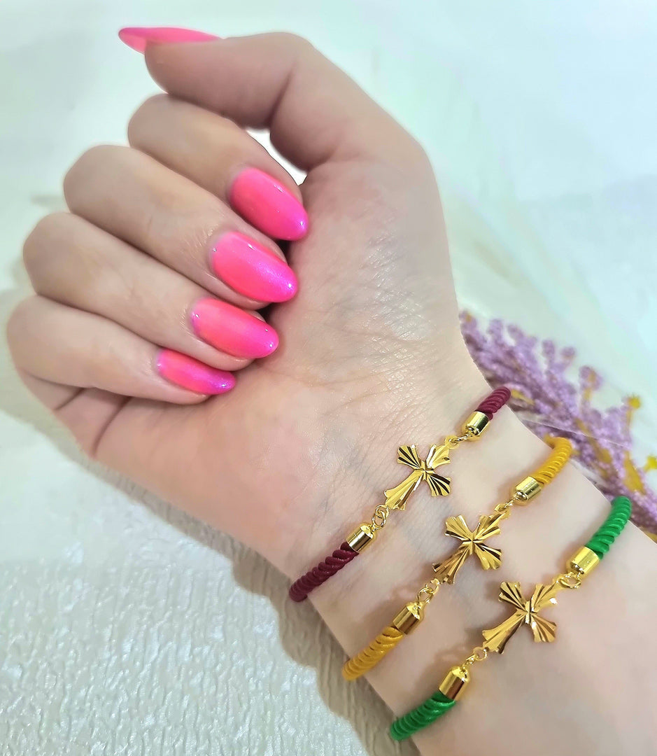 18K Real Gold Thread Cross Bracelet