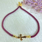 Load image into Gallery viewer, 18K Real Gold Thread Cross Bracelet
