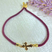 18K Real Gold Thread Cross Bracelet