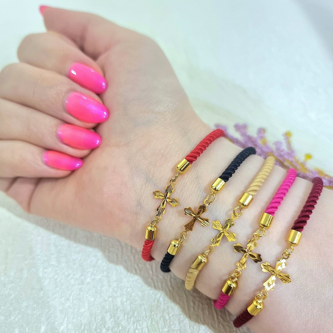 18K Real Gold Thread Cross Bracelet