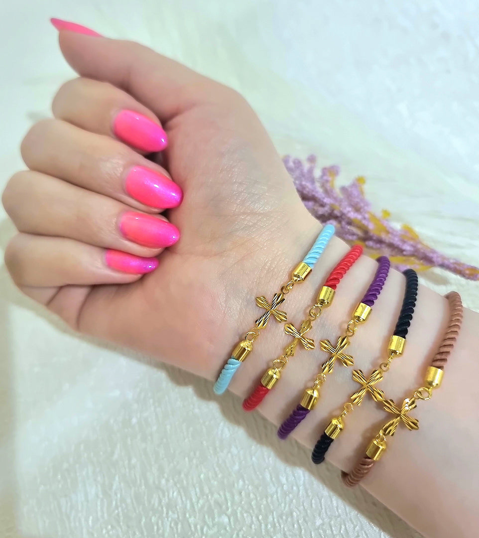 18K Real Gold Thread Cross Bracelet