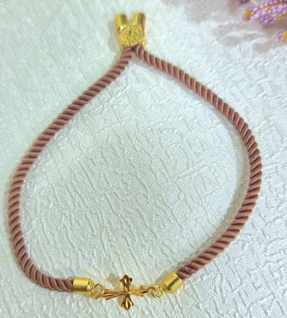 18K Real Gold Thread Cross Bracelet