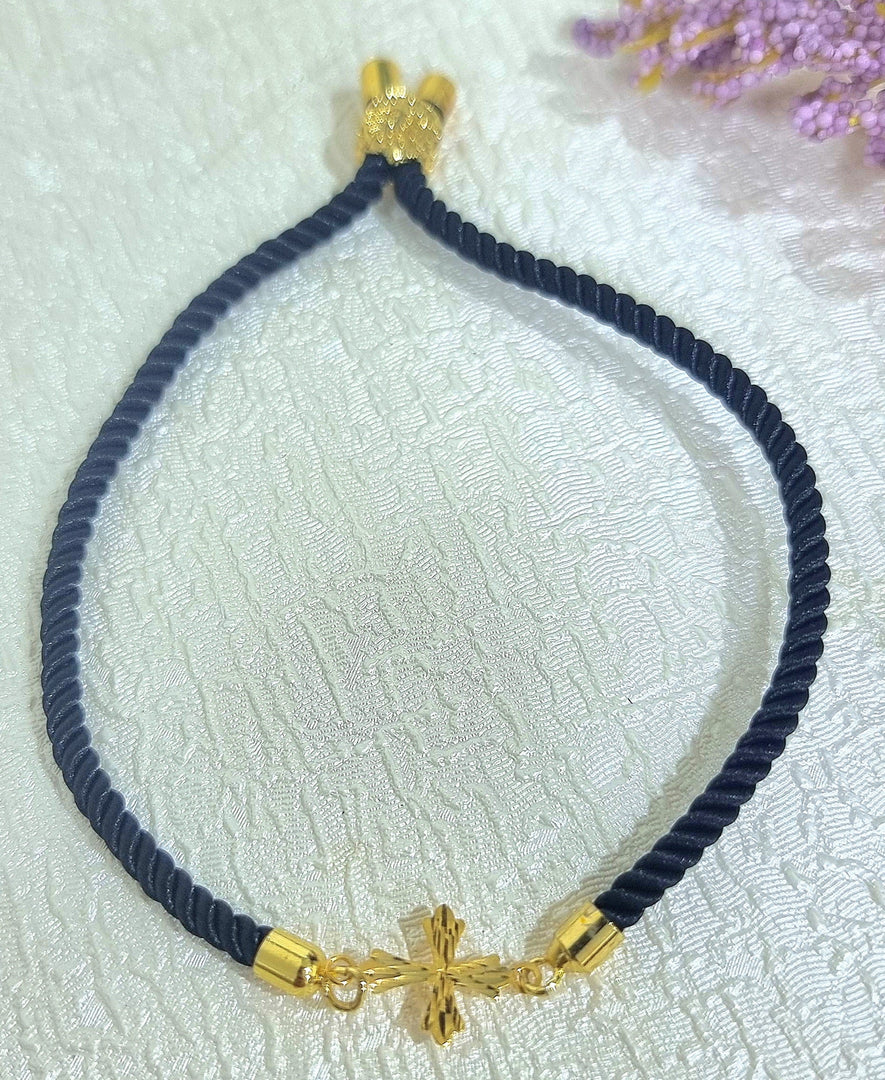 18K Real Gold Thread Cross Bracelet