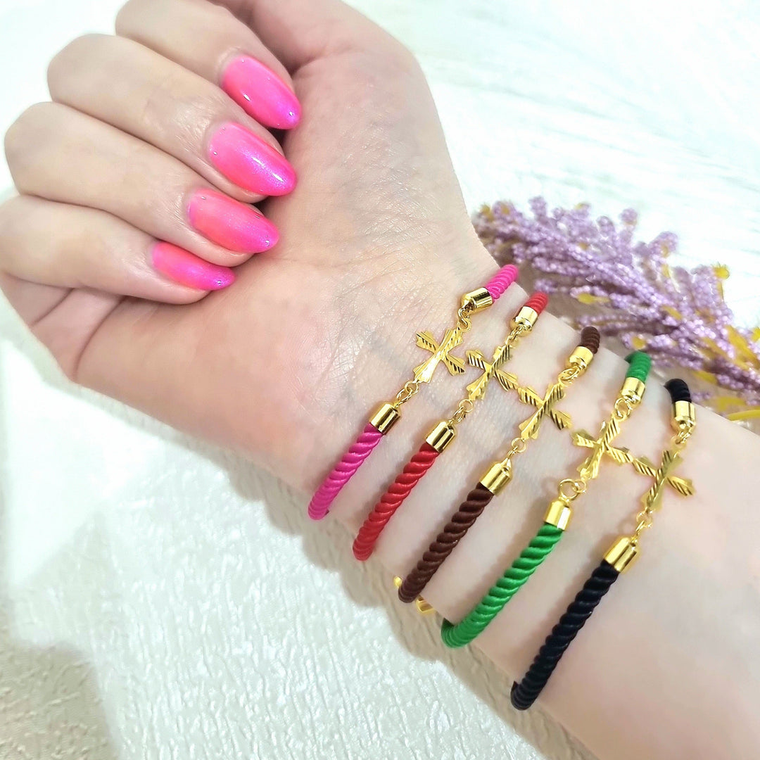 18K Real Gold Thread Cross Bracelet