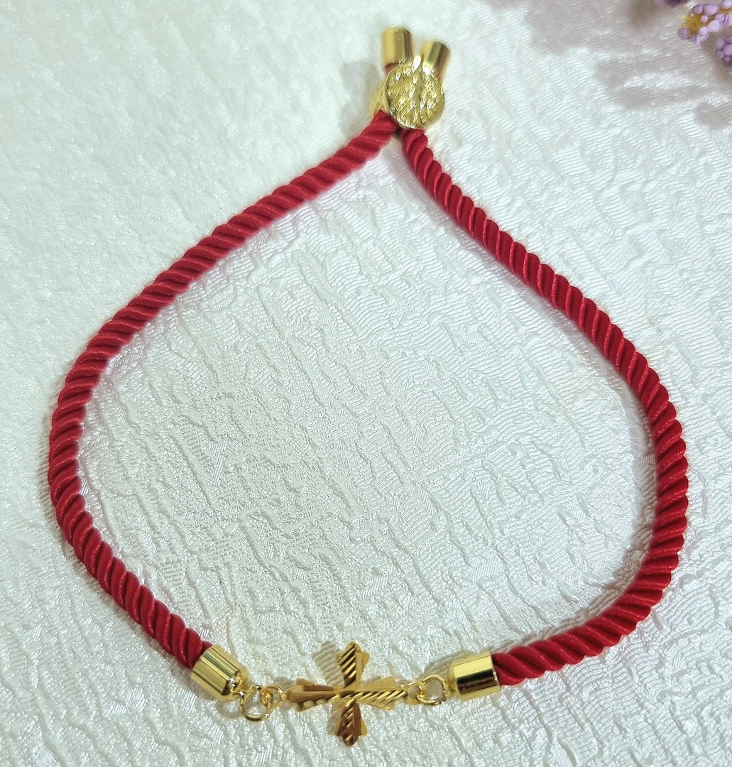 18K Real Gold Thread Cross Bracelet