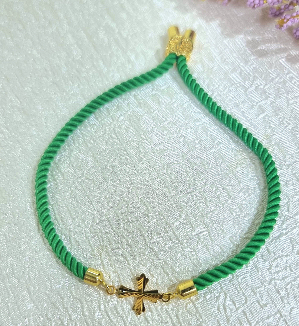 18K Real Gold Thread Cross Bracelet