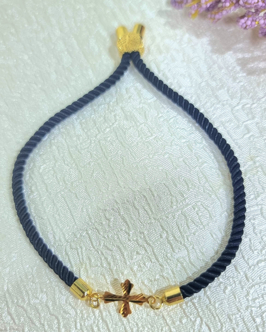 18K Real Gold Thread Cross Bracelet