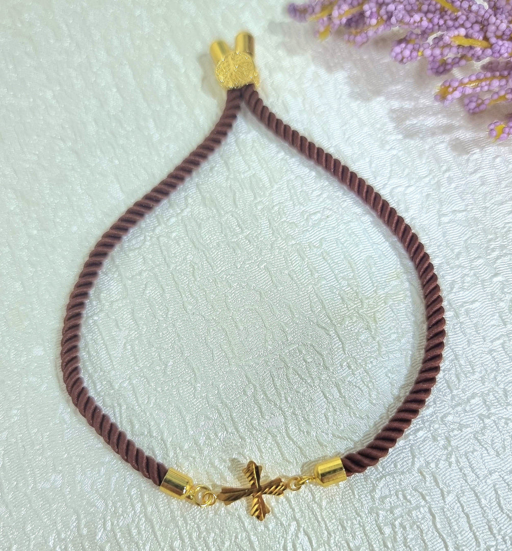 18K Real Gold Thread Cross Bracelet