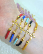 Load image into Gallery viewer, 18K Real Gold Thread Cross Bracelet
