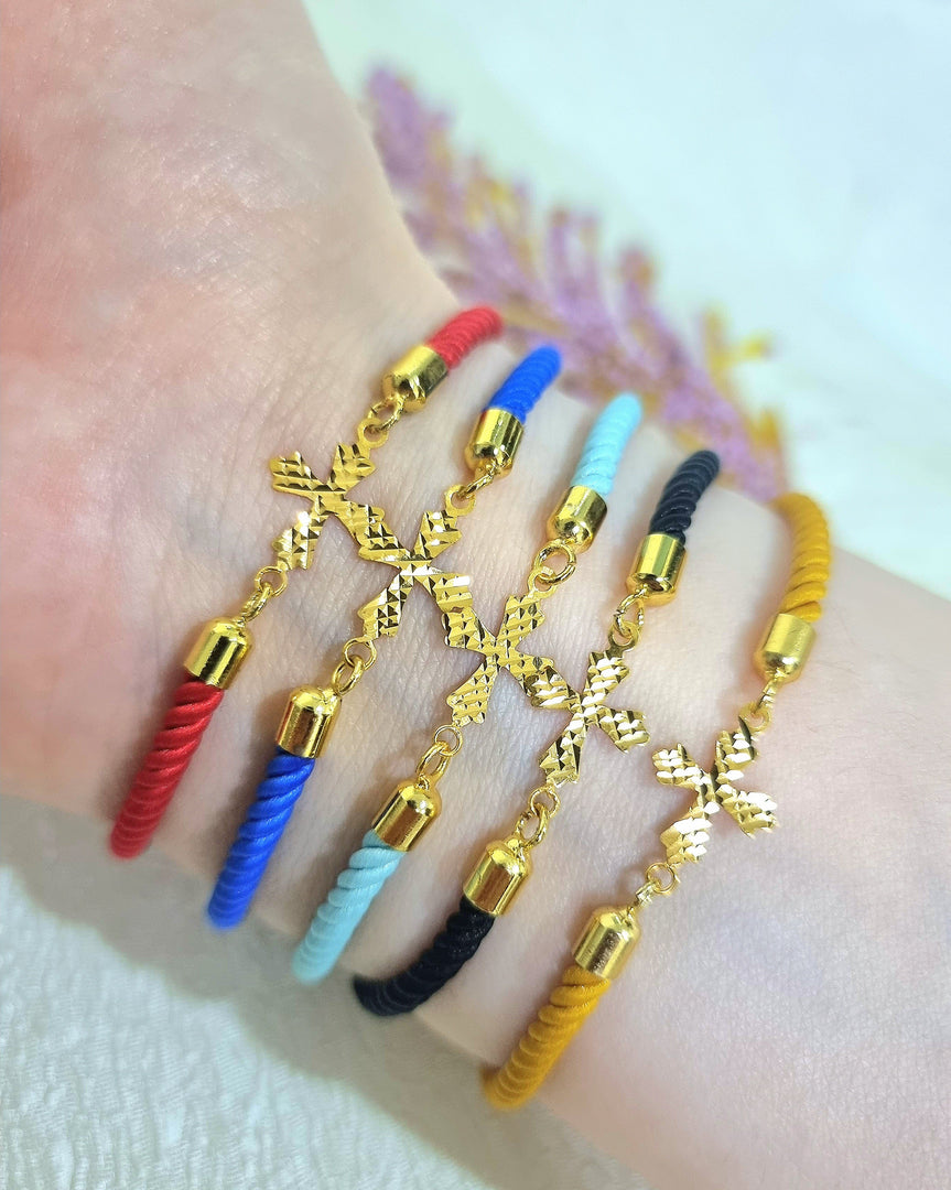 18K Real Gold Thread Cross Bracelet