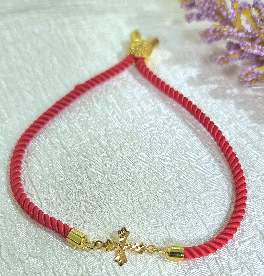 18K Real Gold Thread Cross Bracelet