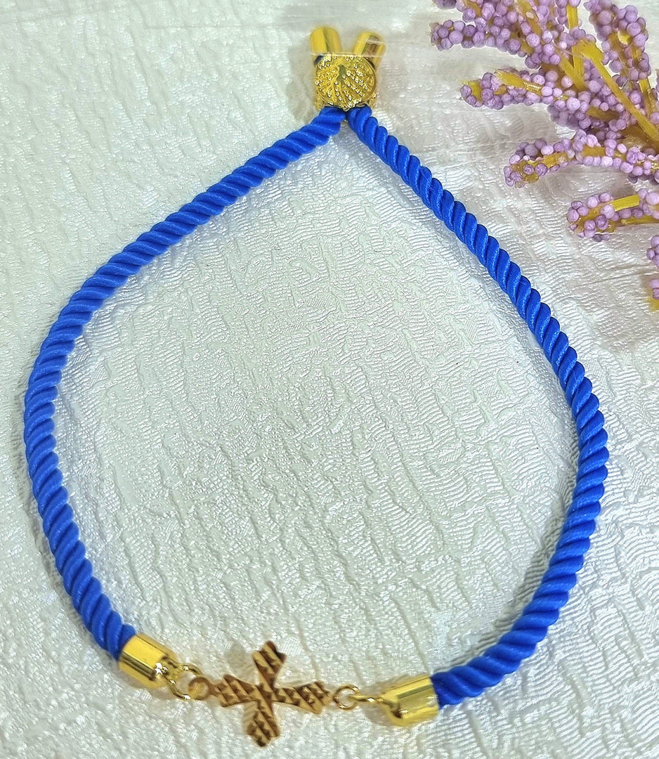 18K Real Gold Thread Cross Bracelet