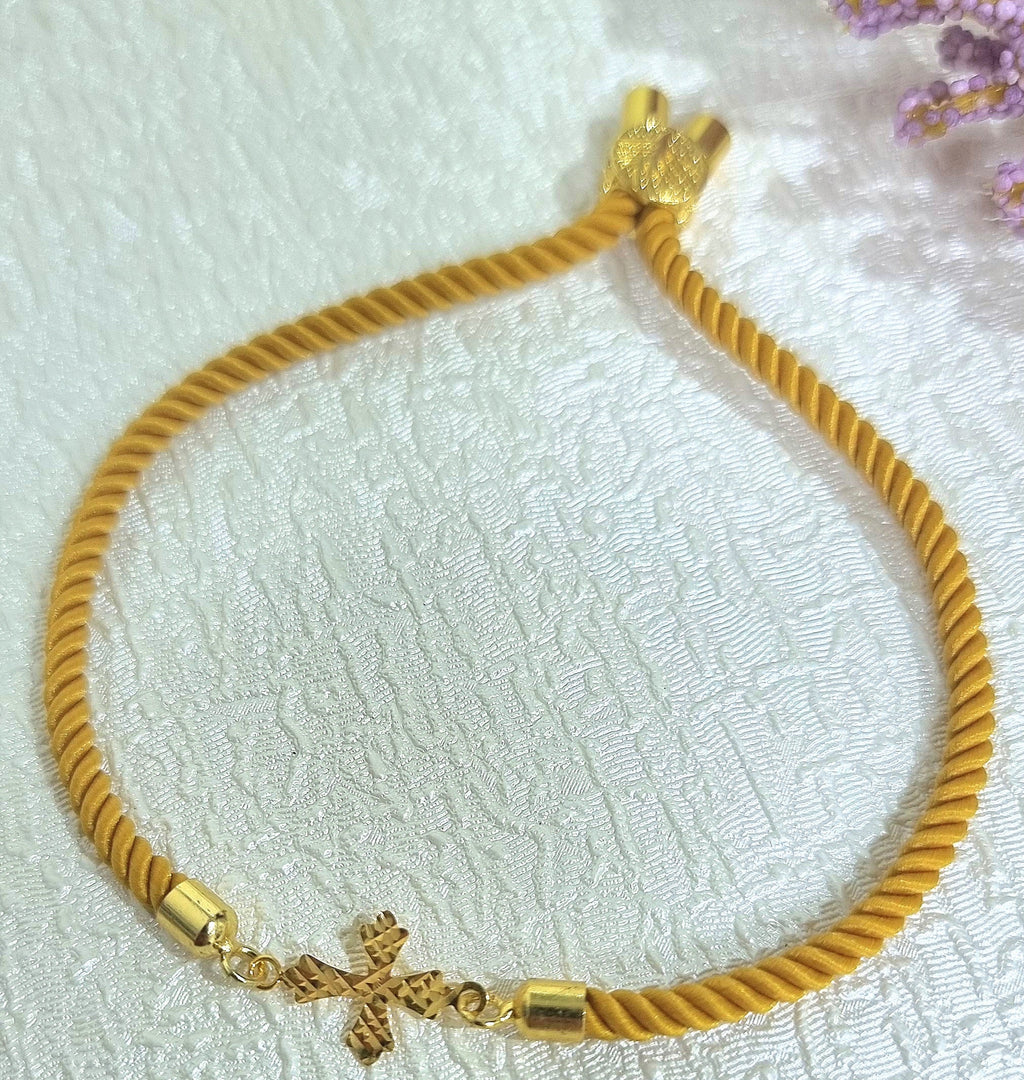18K Real Gold Thread Cross Bracelet