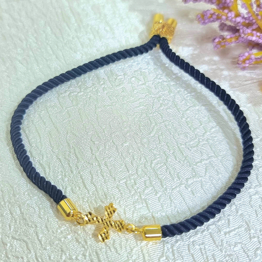 18K Real Gold Thread Cross Bracelet