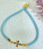 Load image into Gallery viewer, 18K Real Gold Thread Cross Bracelet
