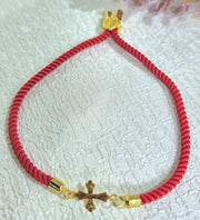 18K Real Gold Thread Cross Bracelet