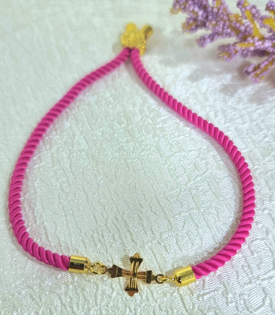 18K Real Gold Thread Cross Bracelet