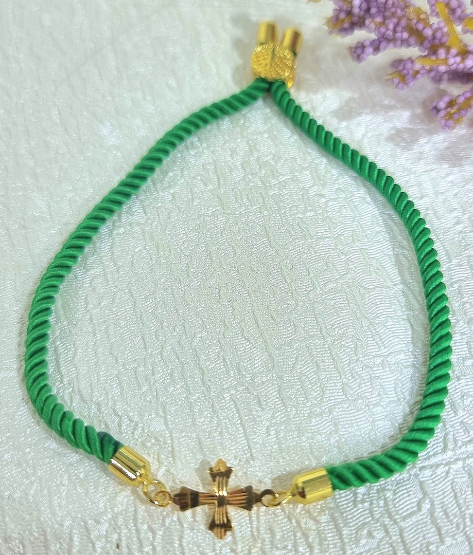 18K Real Gold Thread Cross Bracelet