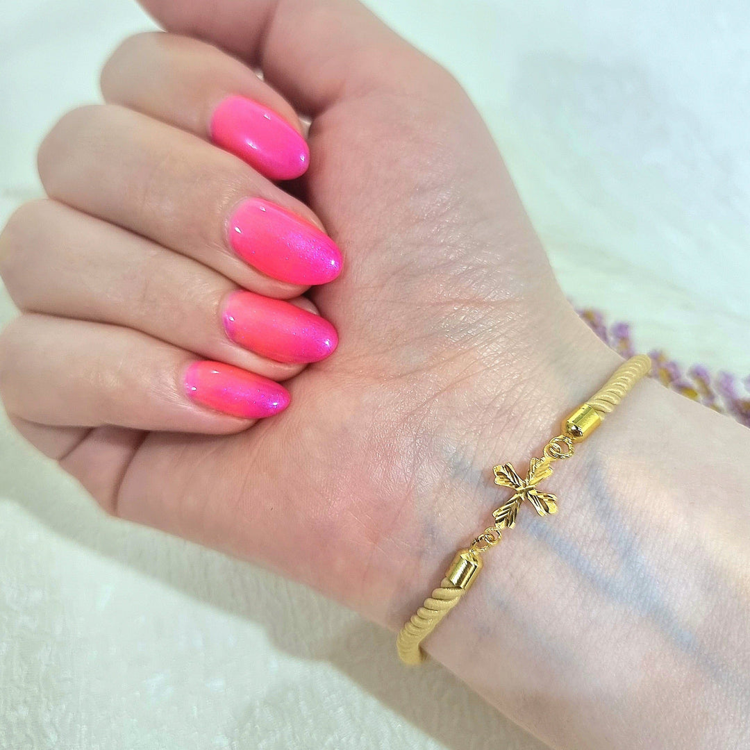 18K Real Gold Thread Cross Bracelet