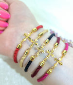 Load image into Gallery viewer, 18K Real Gold Thread Cross Bracelet
