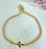Load image into Gallery viewer, 18K Real Gold Thread Cross Bracelet
