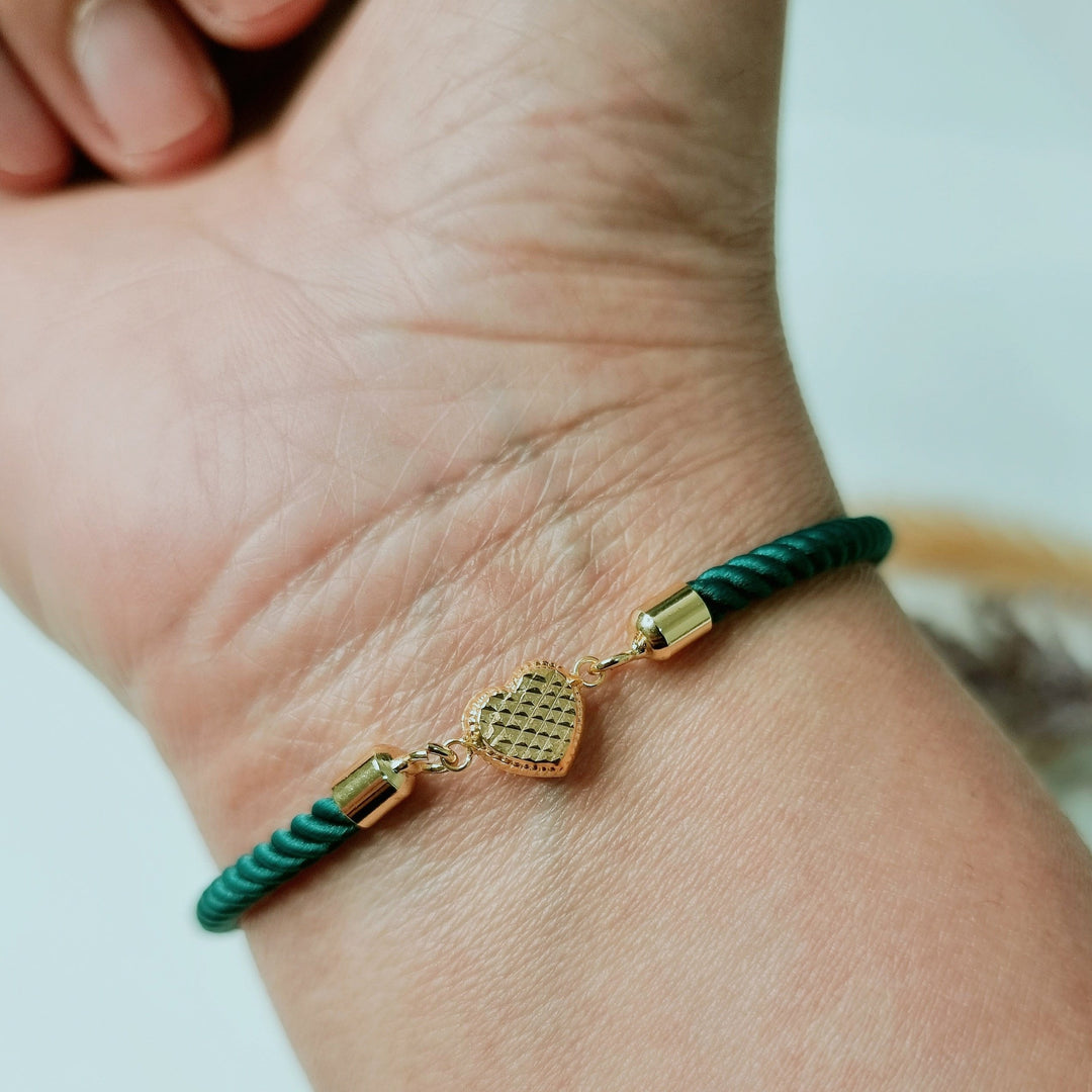 18K Real Gold Heart Thread Bracelet