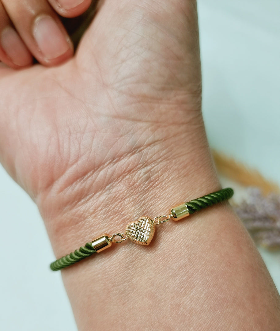 18K Real Gold Heart Thread Bracelet