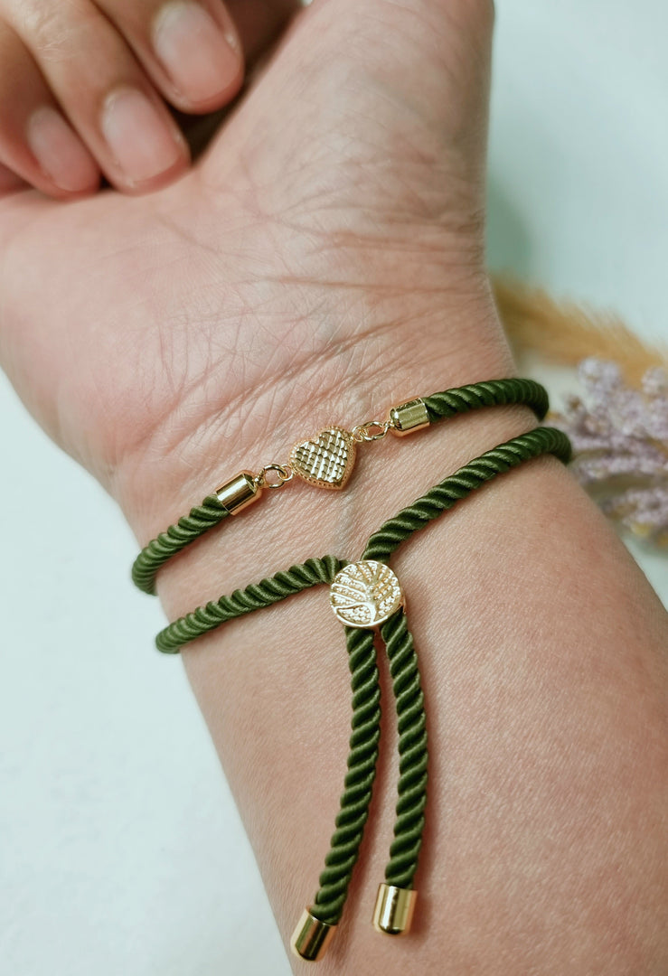 18K Real Gold Heart Thread Bracelet