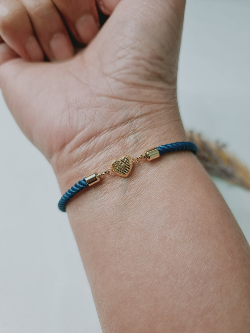 18K Real Gold Heart Thread Bracelet