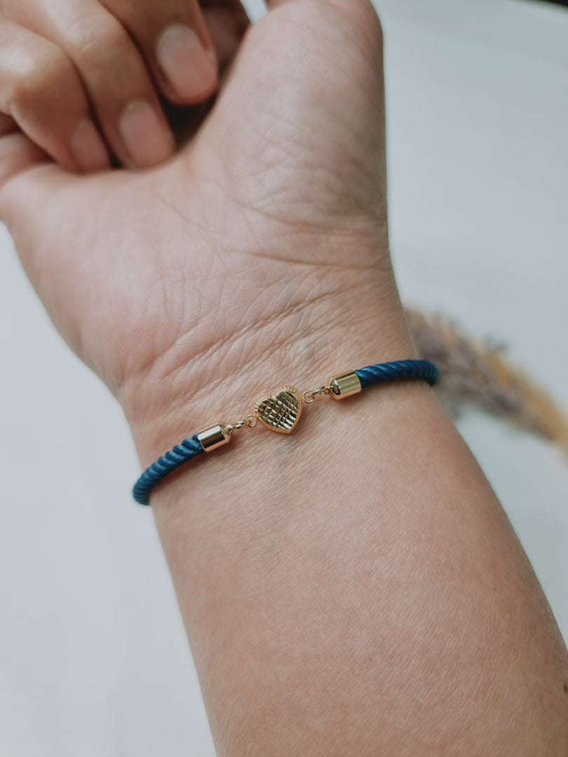 18K Real Gold Heart Thread Bracelet