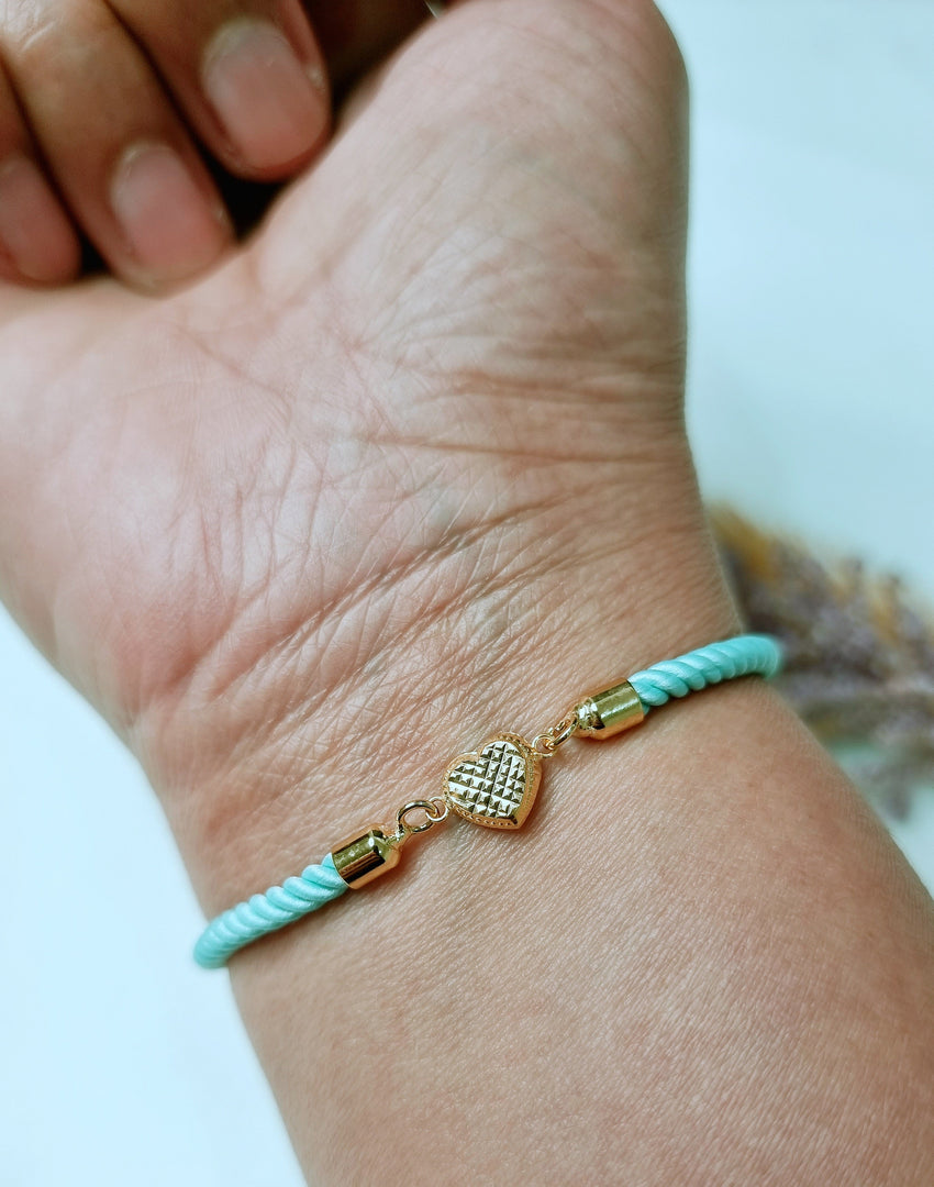 18K Real Gold Heart Thread Bracelet
