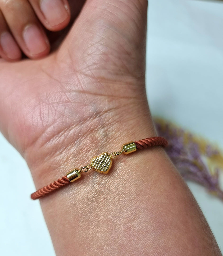 18K Real Gold Heart Thread Bracelet