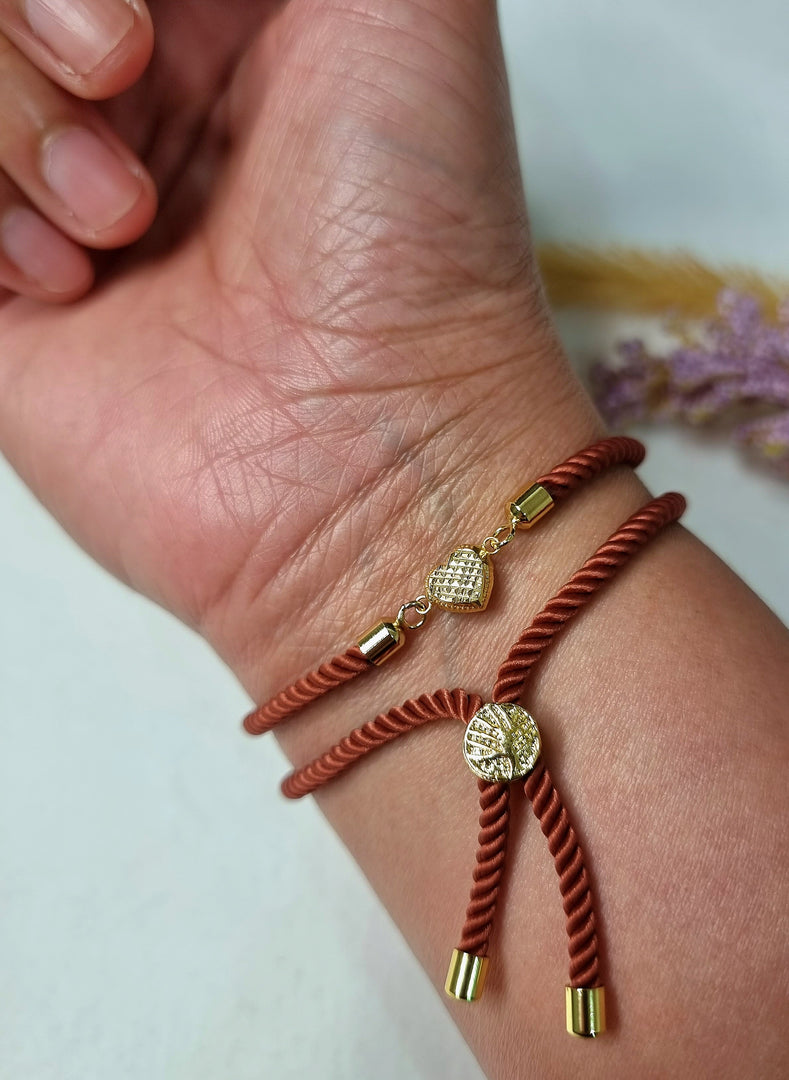 18K Real Gold Heart Thread Bracelet